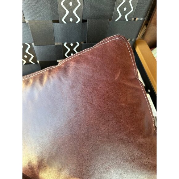 (2) Pottery Barn Leather pillow covers. 18x18 - Picture 6 of 7